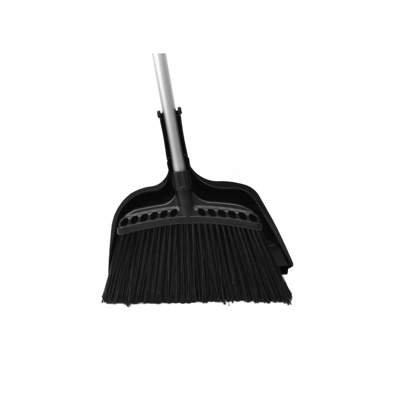 Ensemble - balai à angle commercial de largeur de nettoyage de 40,6 cm (16") manche métallique de 122 cm (48") - noir - porte poussière d'une largeur de 30,5 cm (12") - encliquetable - noir