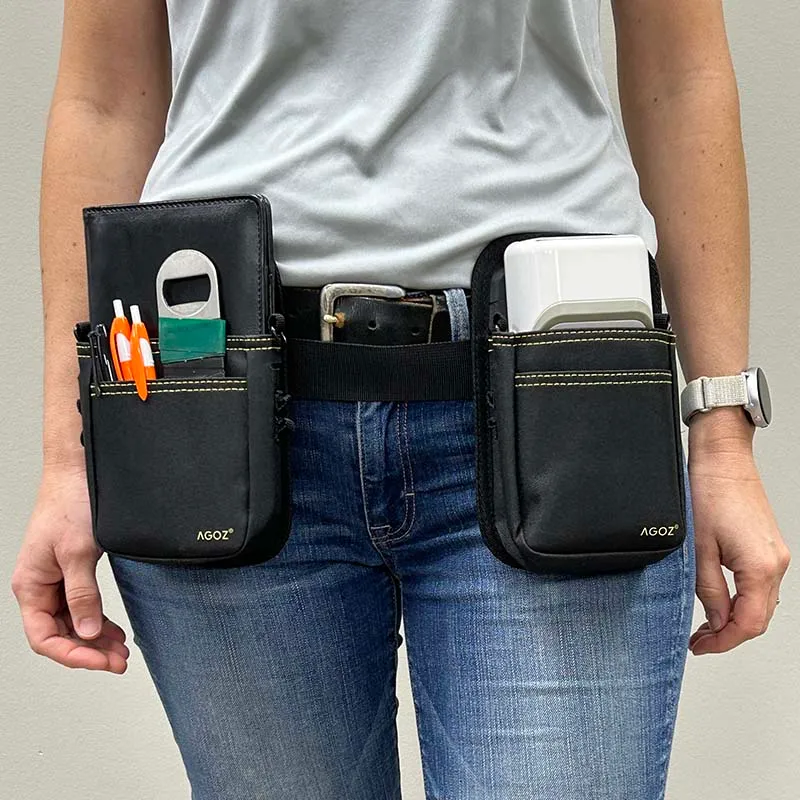 Ceinture ventrale à double poche pour terminaux portables POS