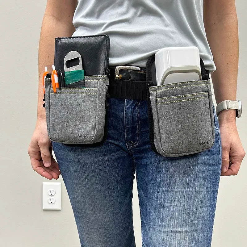 Ceinture ventrale à double poche pour terminaux portables POS