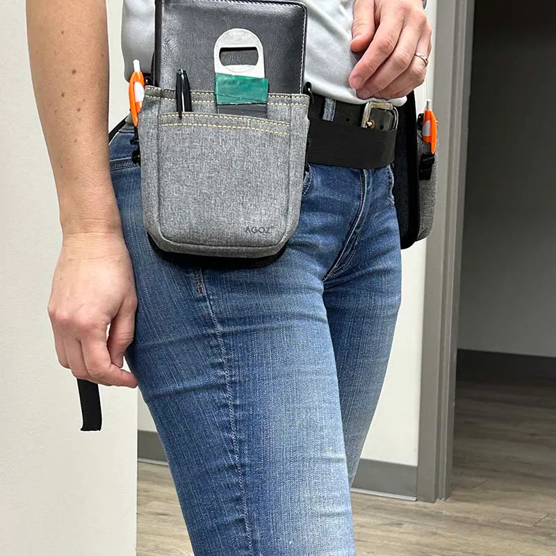 Ceinture ventrale à double poche pour terminaux portables POS