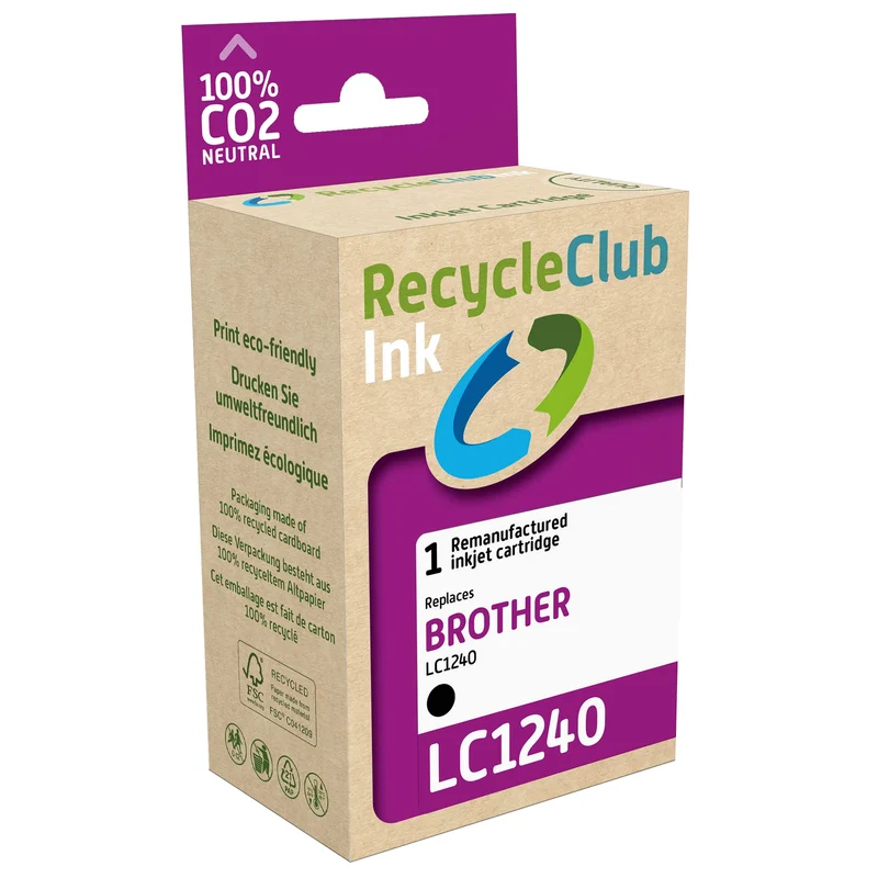 RECYCLECLUB - cartouche d’encre Brother LC-1240 LC-1280 noire 16ml - LC1240/80