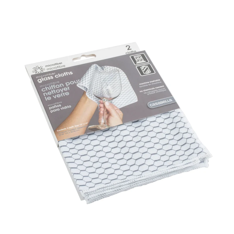 Casabella Microfiber White and Black Honeycomb Glass Cloth
