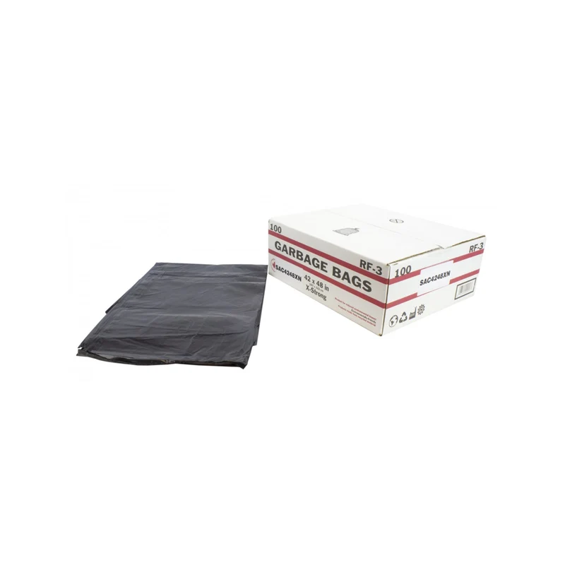 Sacs à poubelle / ordures commercial - extra robuste - 42" x 48" (106,6 cm x 121,9 cm) - noir - boîte de 100