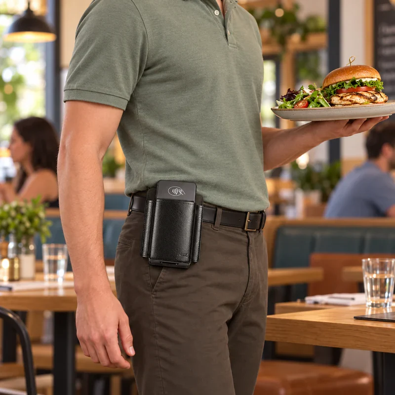Étui en cuir pour terminal de paiement mobile Adyen avec clip de ceinture