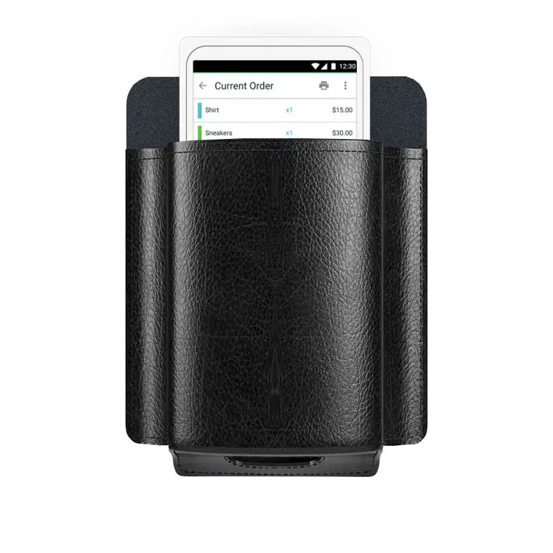 Étui POS flexible en cuir trèfle robuste avec clip ceinture