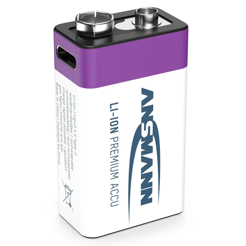 ANSMANN - batterie rechargeable Li-Ion 1x 9V 400mAh + câble