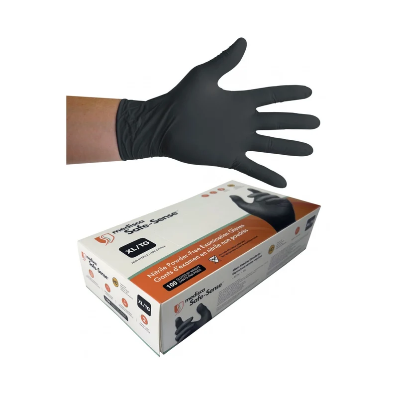 Gants jetables en nitrile - extra-large - 5 mm - sans poudre - texturés - Bold - noir - Aurelia 73999 - boîte de 100
