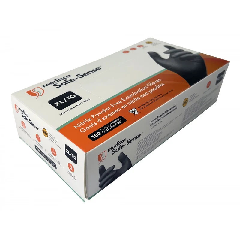Gants jetables en nitrile - extra-large - 5 mm - sans poudre - texturés - Bold - noir - Aurelia 73999 - boîte de 100