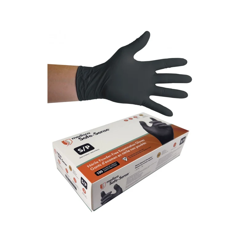 Gants jetables en nitrile - petit - 5 mm - sans poudre - texturés - Bold - noir - Aurelia 73996 - boîte de 100