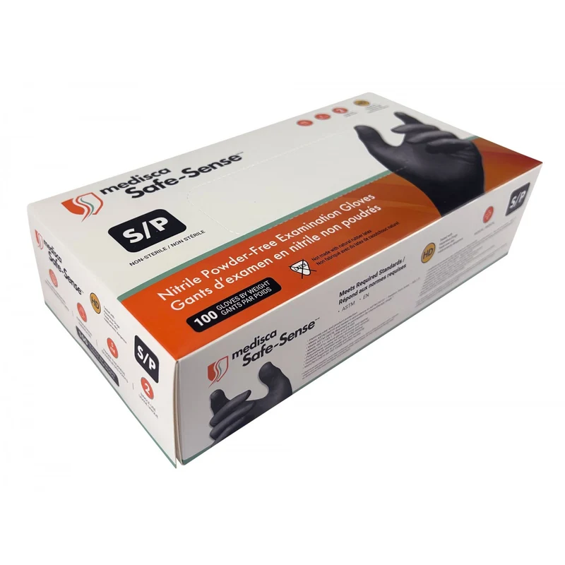 Gants jetables en nitrile - petit - 5 mm - sans poudre - texturés - Bold - noir - Aurelia 73996 - boîte de 100