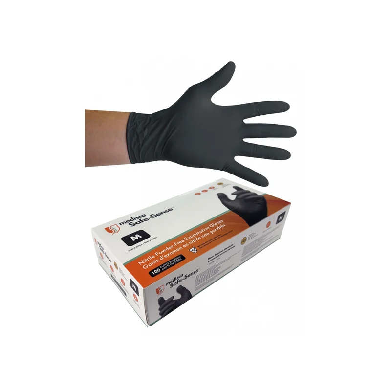 Gants jetables en nitrile - médium - 5 mm - sans poudre - texturés - Bold - noir - Aurelia 73997 - boîte de 100