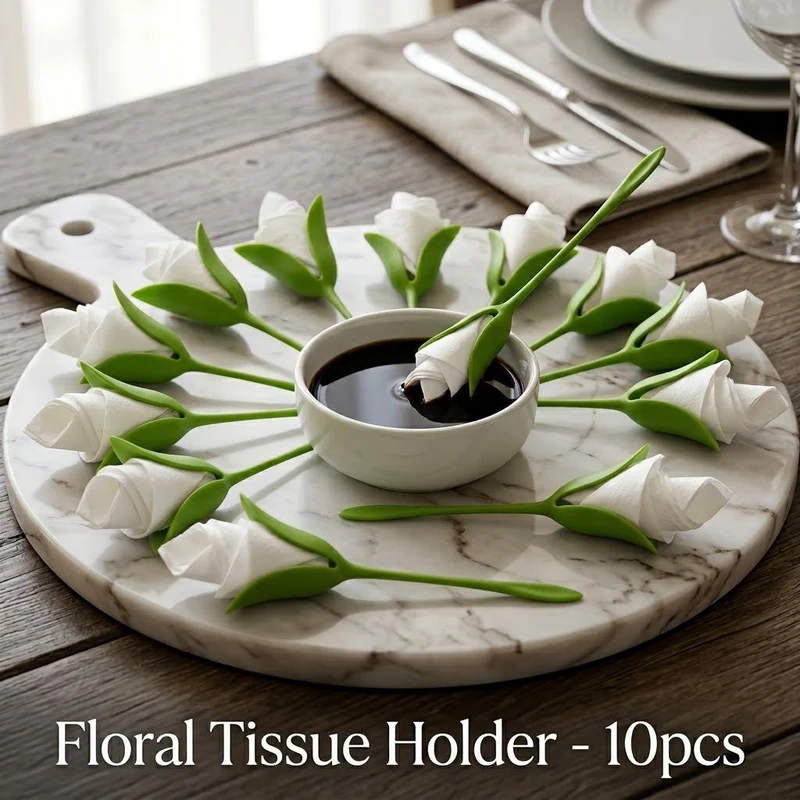 Lily Flower Napkin Tissue Holder Set