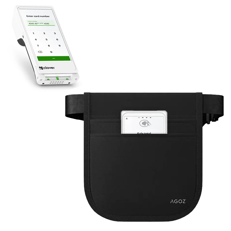 Terminal de point de vente portable Clover Flex avec tablier de serveuse et poche sécurisée