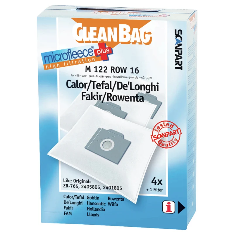 CLEANBAG - sac aspirateur comme ZR760/ZR765 Ambia 4 pièces. - M122ROW16