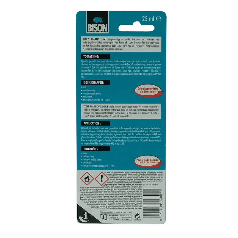 BISON - plastique dur - colle PVC 25 ml