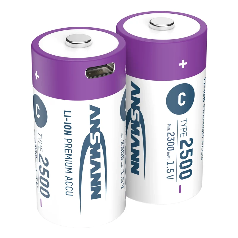 ANSMANN - batterie rechargeable Li-Ion 2x C 2500mAh + câble