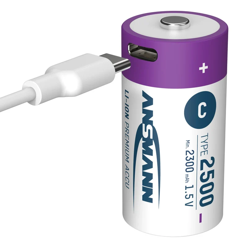 ANSMANN - batterie rechargeable Li-Ion 2x C 2500mAh + câble