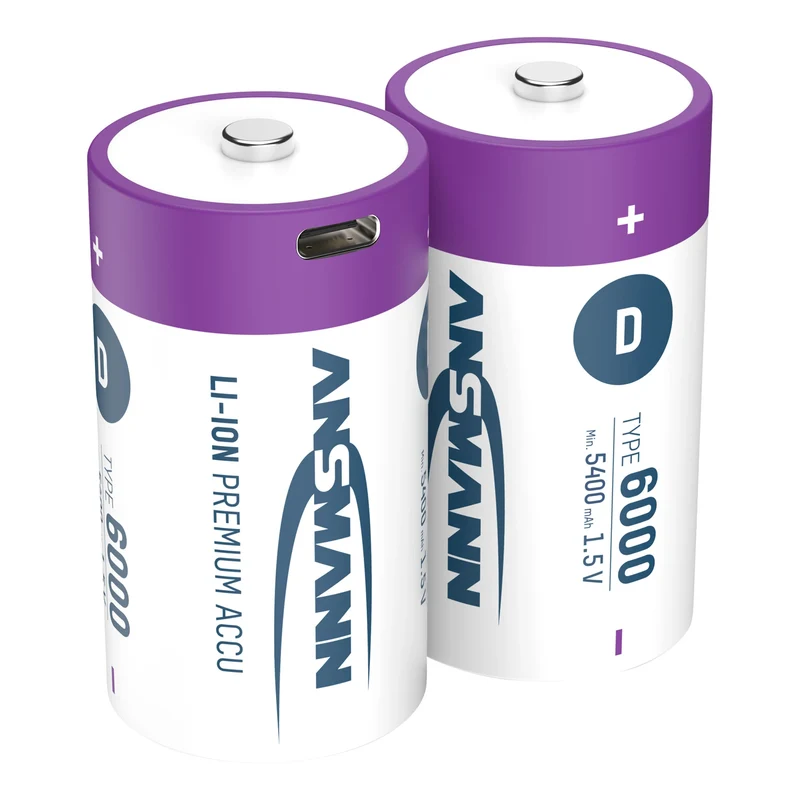 ANSMANN - batterie rechargeable Li-Ion 2x D 6000mAh + câble