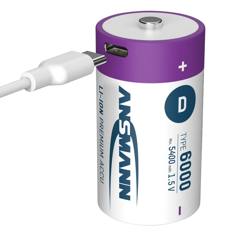 ANSMANN - batterie rechargeable Li-Ion 2x D 6000mAh + câble