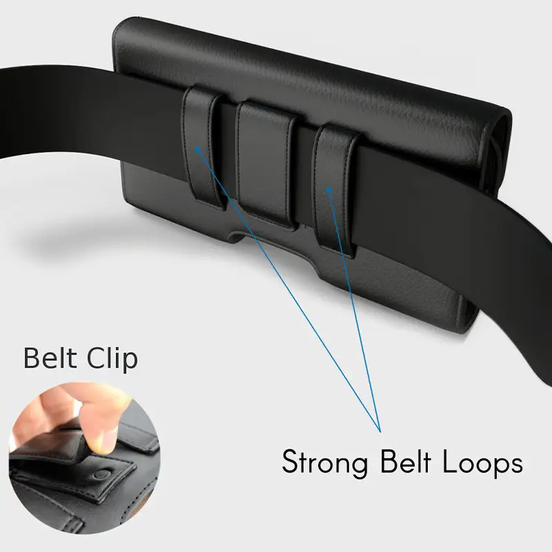 Étui portefeuille en cuir avec clip ceinture et boucle
