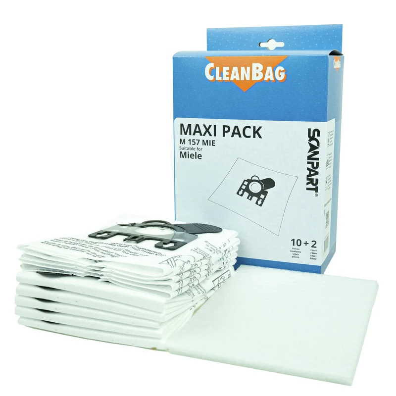 CLEANBAG M157MIE-MAXI - 10 Sacs d´aspirateur - 2 Microfiltres - adapté pour Miele F/J/M