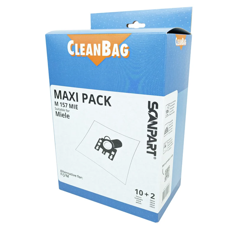 CLEANBAG M157MIE-MAXI - 10 Sacs d´aspirateur - 2 Microfiltres - adapté pour Miele F/J/M