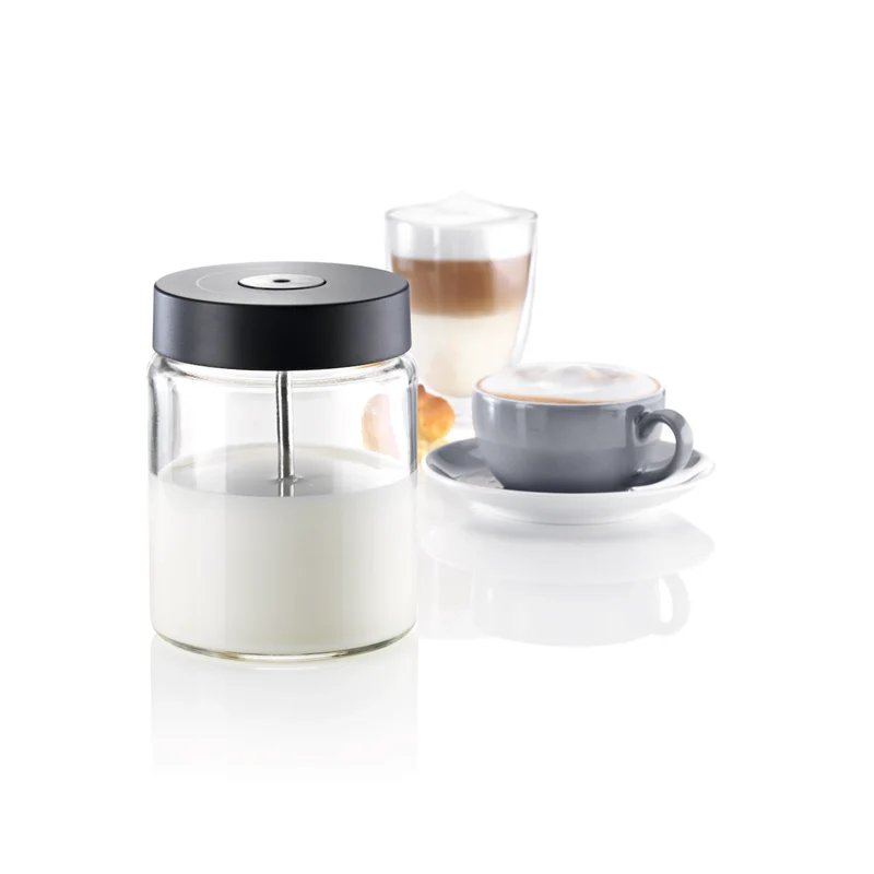 Milk container made of glass for smooth and creamy milk froth