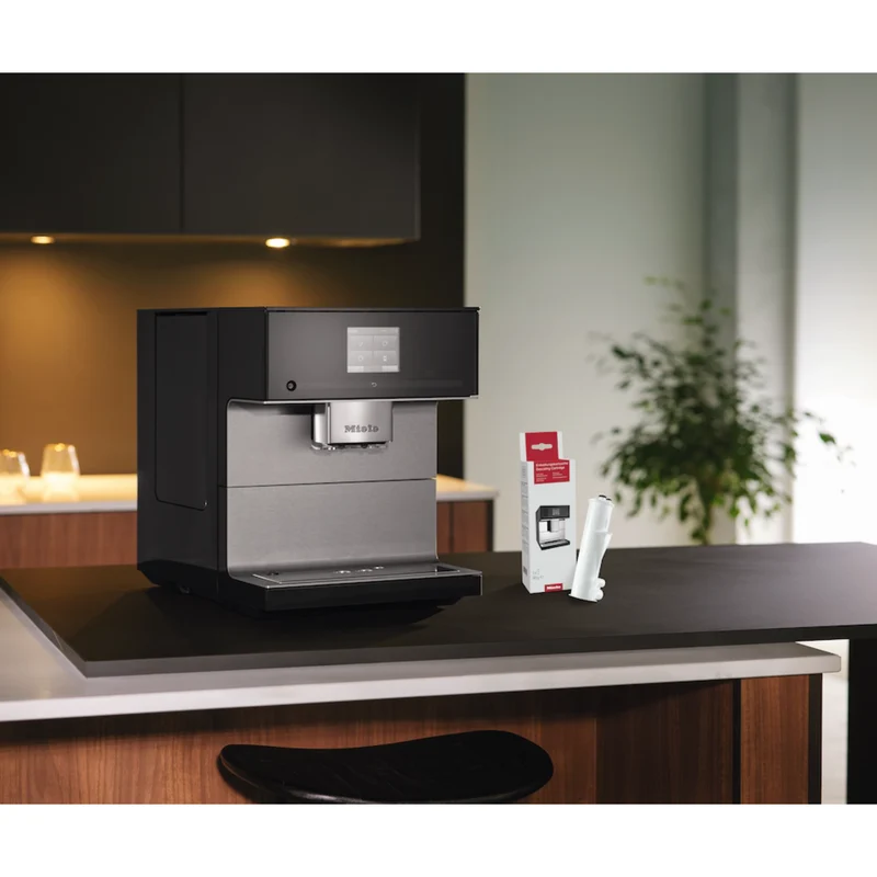 Descaling cartridge for automatic descaling of Miele coffee machines.
