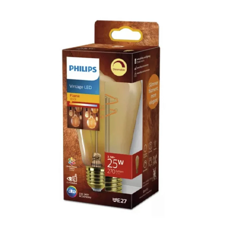 PHILIPS - Vintage Led - E27 - 25 W - 270 lumens - 1800 K - Flamme - Poire