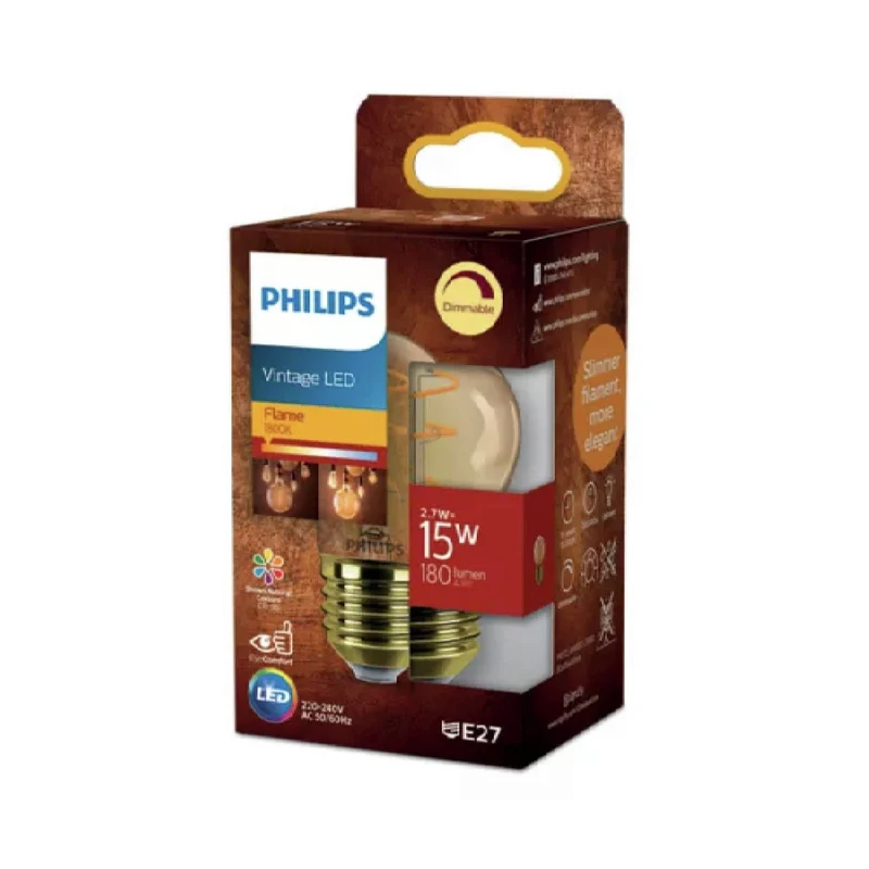 PHILIPS - Vintage Led - E27 - 15 W - 180 lumens - 1800 K - Flamme - Poire
