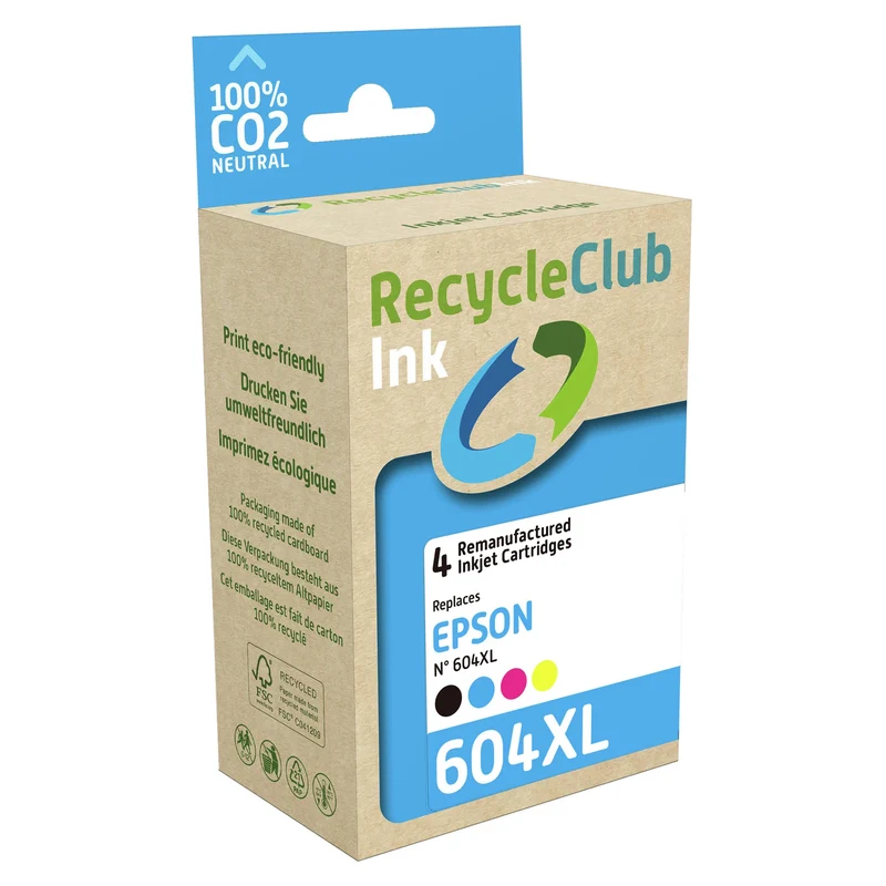 RECYCLECLUB Cartouche 604XL - Multipack - Noir + Bleu + Rouge + Jaune