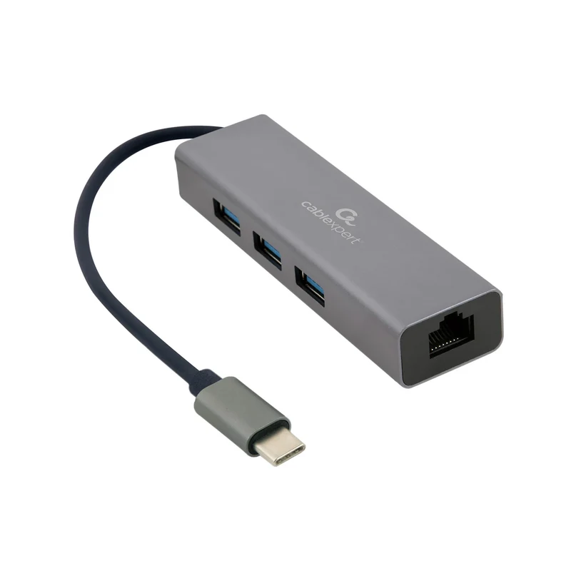 CABLEXPERT - Station d’amarrage - USB-C (Mâle) - 3 x USB-A (femelle) + CAT6 (femelle) 0.15 m USB 3.1 - 1000 mbs