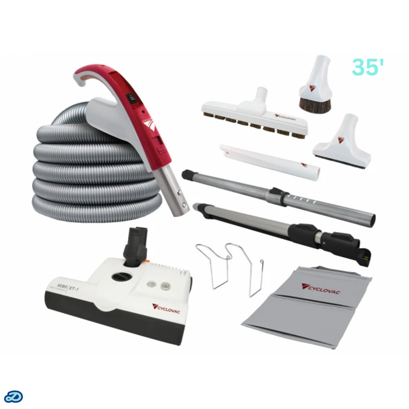 Electric attachment kit 110/24V with Exclusive Cyclovac hose and handle - Super Luxe brush & powerhead (35')