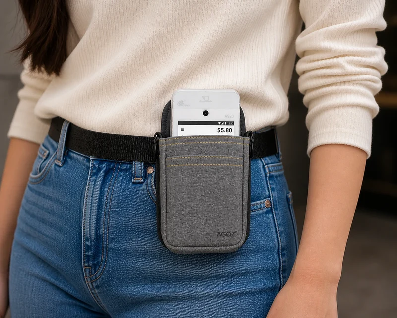Étui pour terminal de point de vente portable PAX avec ceinture robuste pour la taille