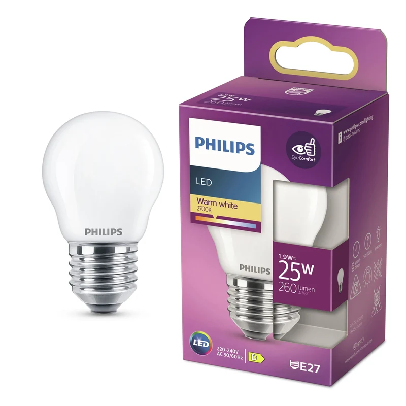 PHILIPS - Lampe - E27 - 25 W - 260 Lumens - 2700 K - Matte - Poire