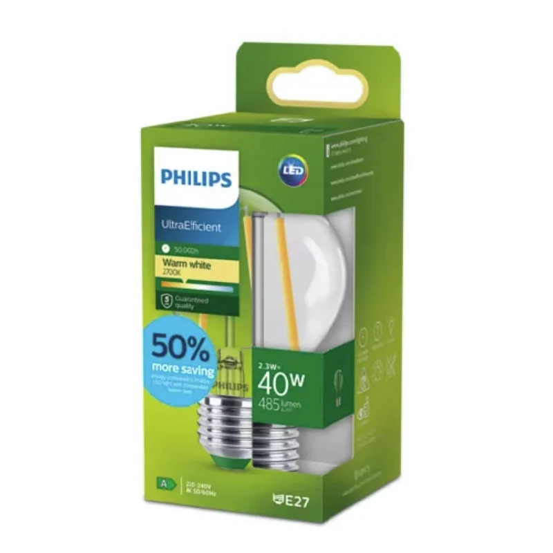 PHILIPS - Lampe - E27 - 40 W - 485 Lumens - 2700 K - Clair - Poire
