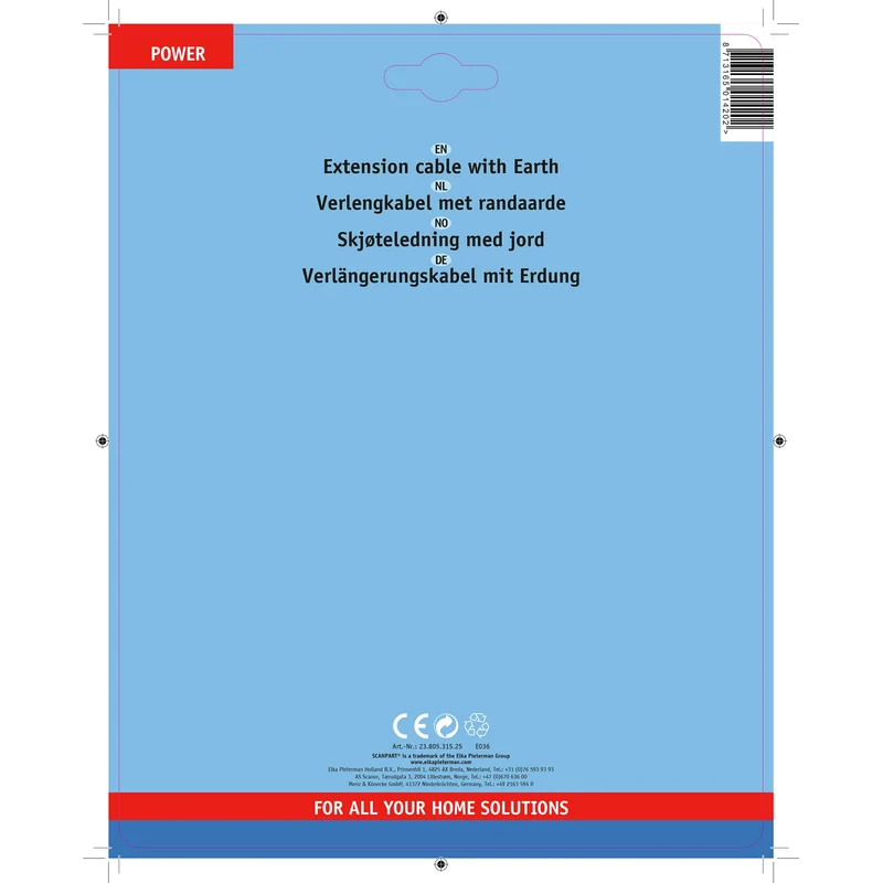 SCANPART - Câble d’extension - Prise de contraste 230 V (mâle) - inclinée - Prise 230 V (femelle) 5.0 m 3 x 1.5 mm Avec mis à la terre|PVC souple|Bougie inclinée