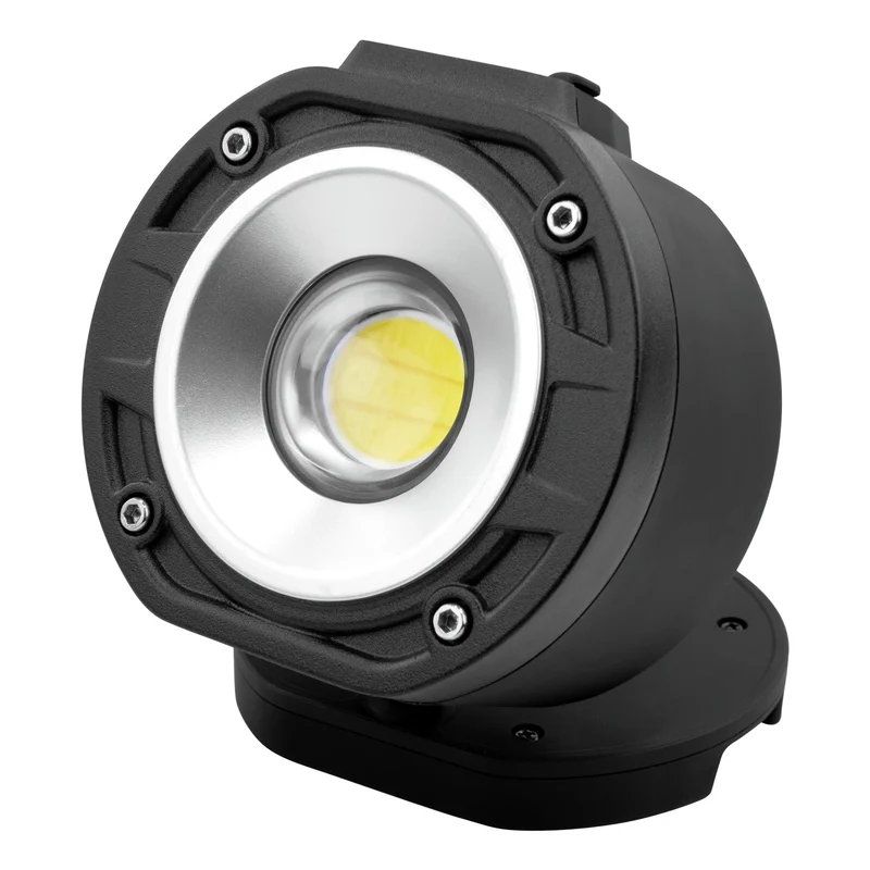 ANSMANN FL1100R - Lampe de travail LED rechargeable - Base magnétique rotative - Crochet suspendu - Rechargeable - 10 W - 1100 Lumen - 6000 K - Brillant - Projecteur