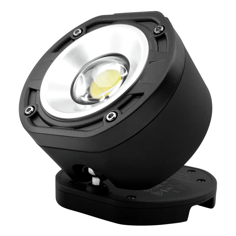 ANSMANN FL1100R - Lampe de travail LED rechargeable - Base magnétique rotative - Crochet suspendu - Rechargeable - 10 W - 1100 Lumen - 6000 K - Brillant - Projecteur