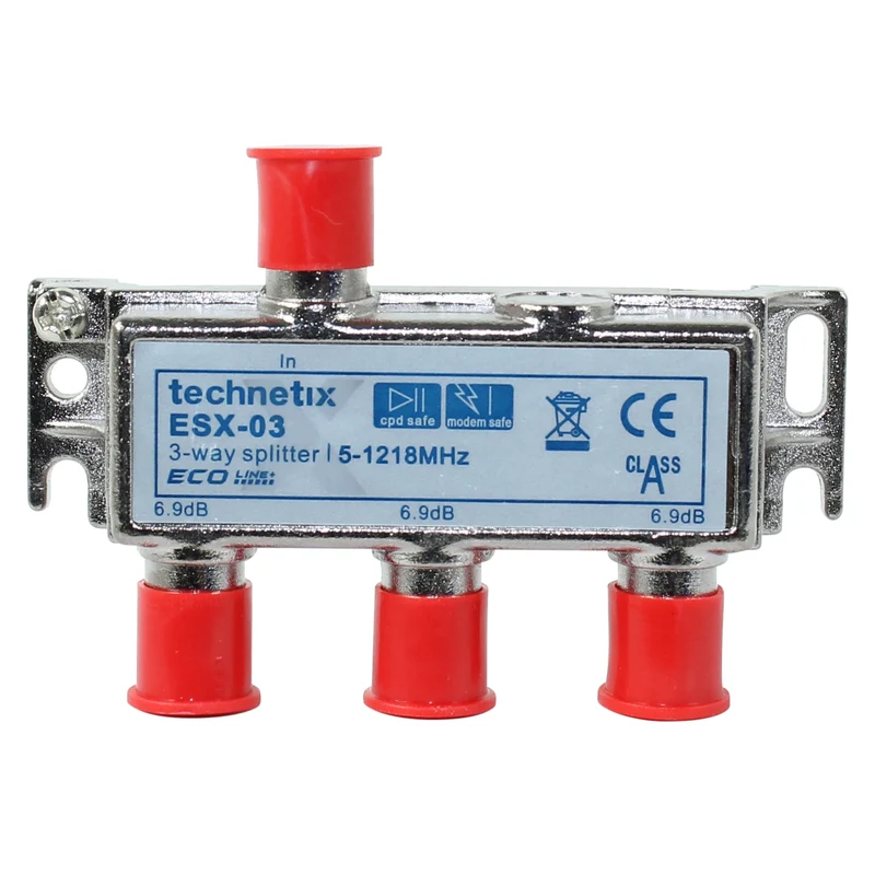 TECHNETIX - Connecteur - Adaptateur - F-connector (Femelle) - 3 x F-connector (Femelle) - 3 x 6,9dB(30 m)|ESX-03