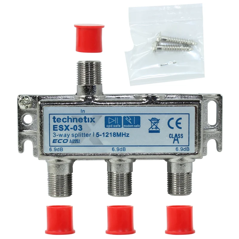 TECHNETIX - Connecteur - Adaptateur - F-connector (Femelle) - 3 x F-connector (Femelle) - 3 x 6,9dB(30 m)|ESX-03