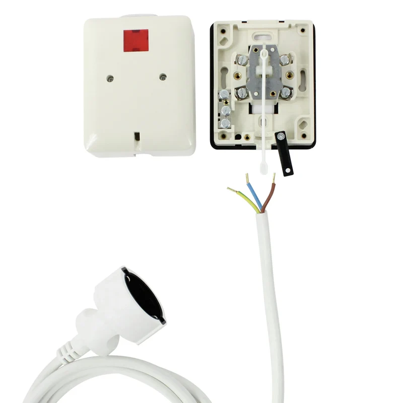 SCANPART - Cordon de connexion à interrupteur à tirage - Douille femelle 230 V (femelle) - Câble 2.0 m 3 x 1.5 mm Avec mis à la terre|PVC souple|Bougie inclinée