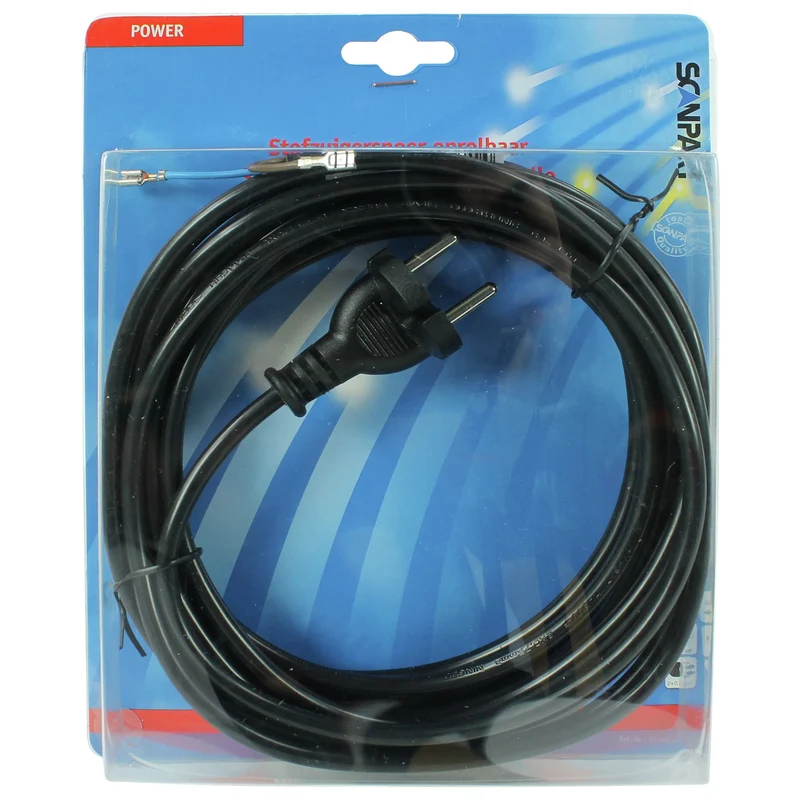 SCANPART - Cordon d’aspirateur - Prise 230 V (mâle) - Câble 6.0 m 2 x 0.75 mm Roulable