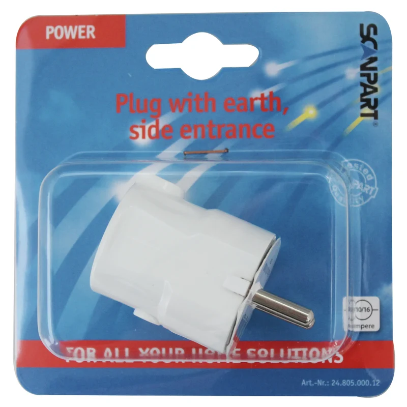 SCANPART - Prise - Fiche 230 V (mâle) - inclinée - 3-pôles Connexion câble inclinée |Avec mis à la terre