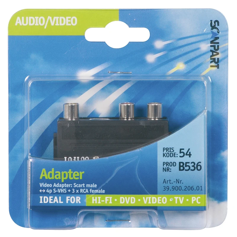 SCANPART - Adaptateur de prise Scart - SCART - 3 x RCA (Femelle) + S-Video Interrupteur marche-arrêt |Retournable