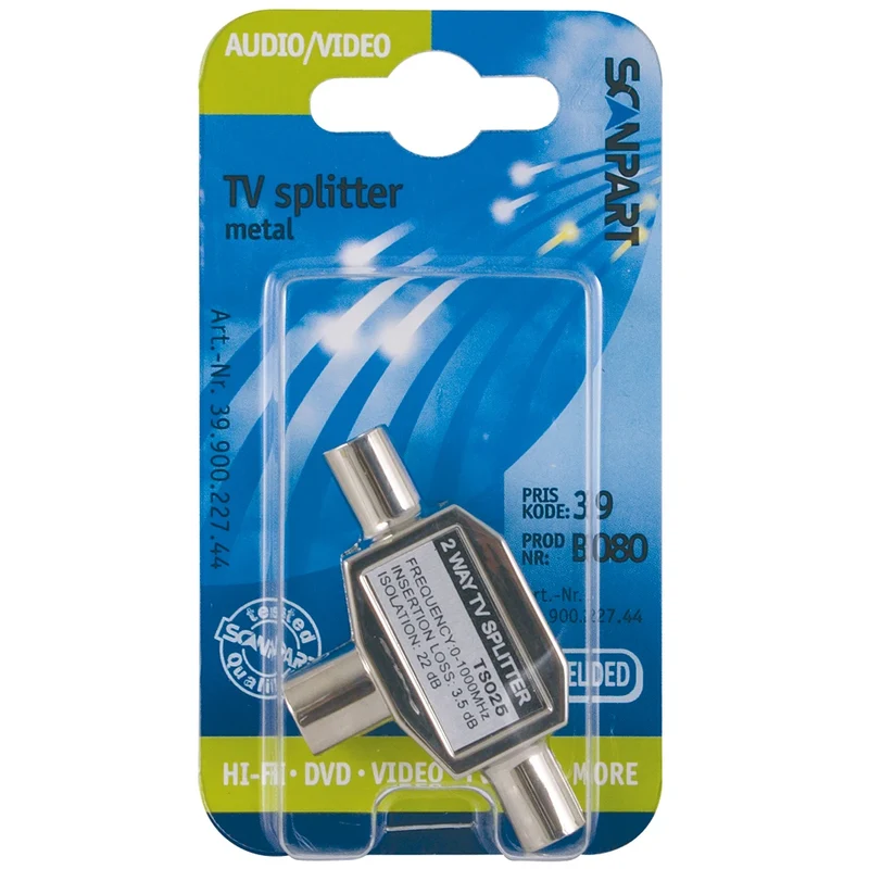 SCANPART - Prise - Adaptateur - COAX (Femelle) - 2x COAX (Mâle) - Répartiteur COAXIAL