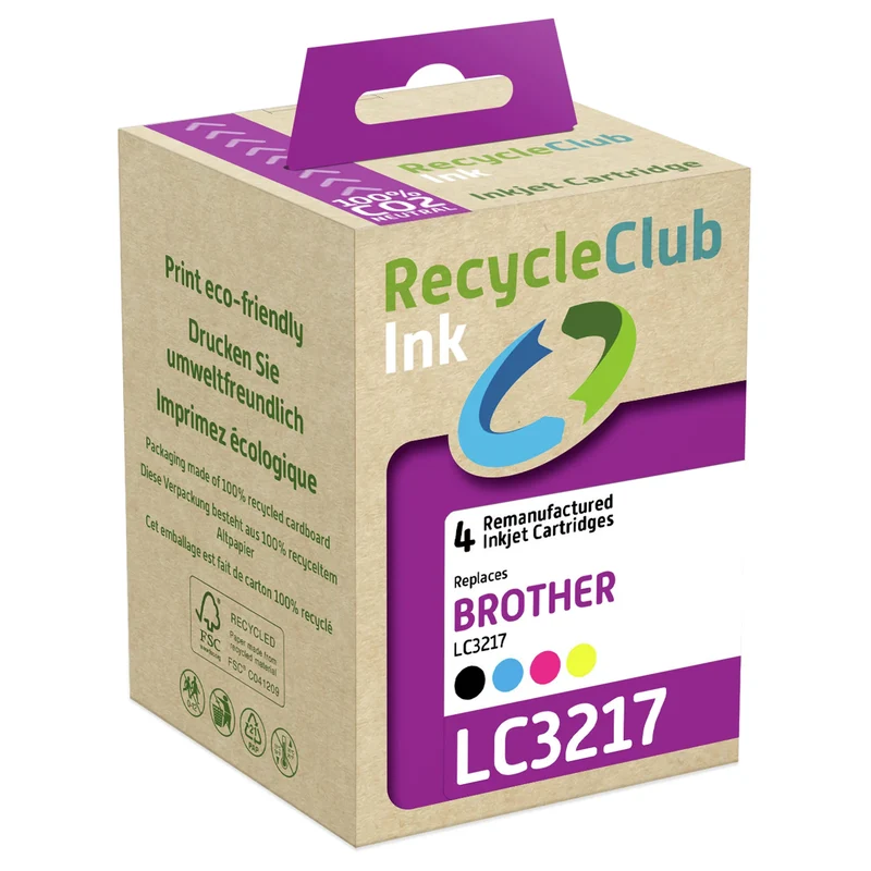RECYCLECLUB Cartouche d'encre LC3217 - Multipack - Noir + Bleu + Rouge + Jaune - Remplace Brother