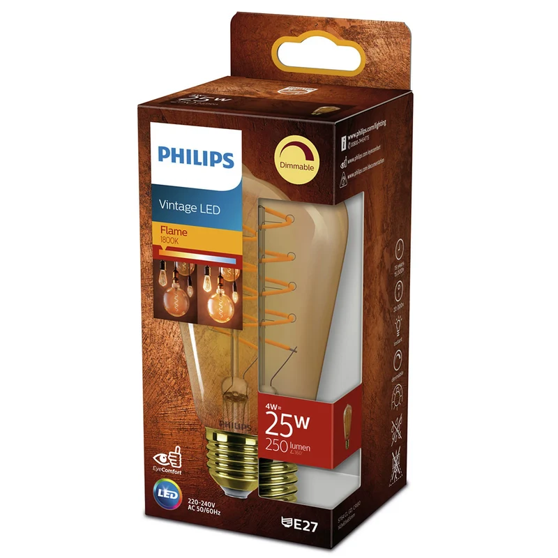 PHILIPS - Vintage Led - E27 - 25 W - 250 Lumen - 1800 K - Flame - ST64