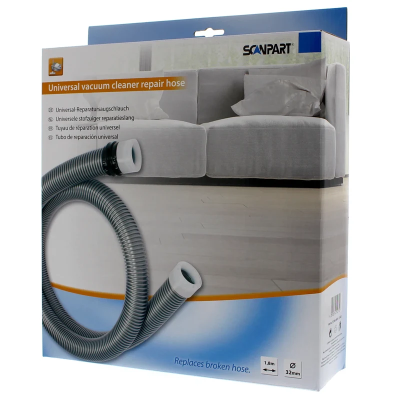 SCANPART Tuyau d'aspirateur Clickring - Clickring Connection 32 mm - 1,8 m - Convient pour AEG | Daewoo | Electrolux | LG | Moulinex | Philips | Nilfisk | Tristar