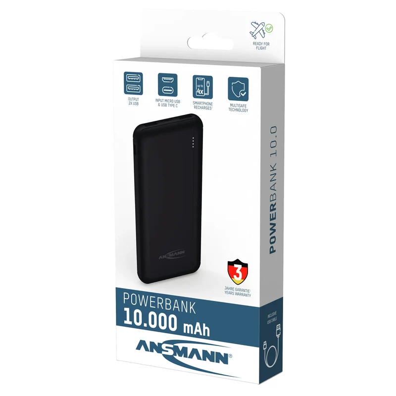 ANSMANN - Banque de puissance - PB212 - Noir - 10000mAh - 1x USB-A (F)